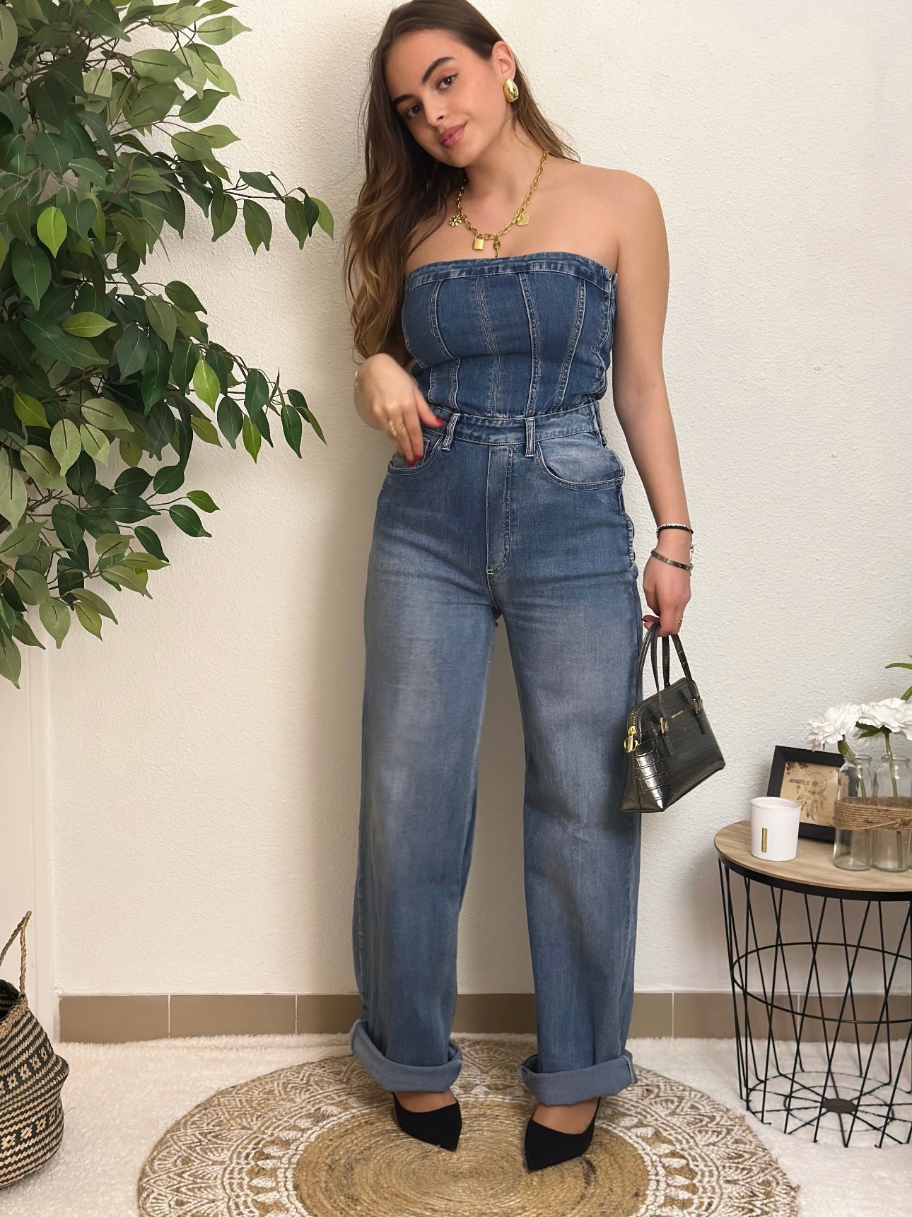 Combinaison en Jean Bustier